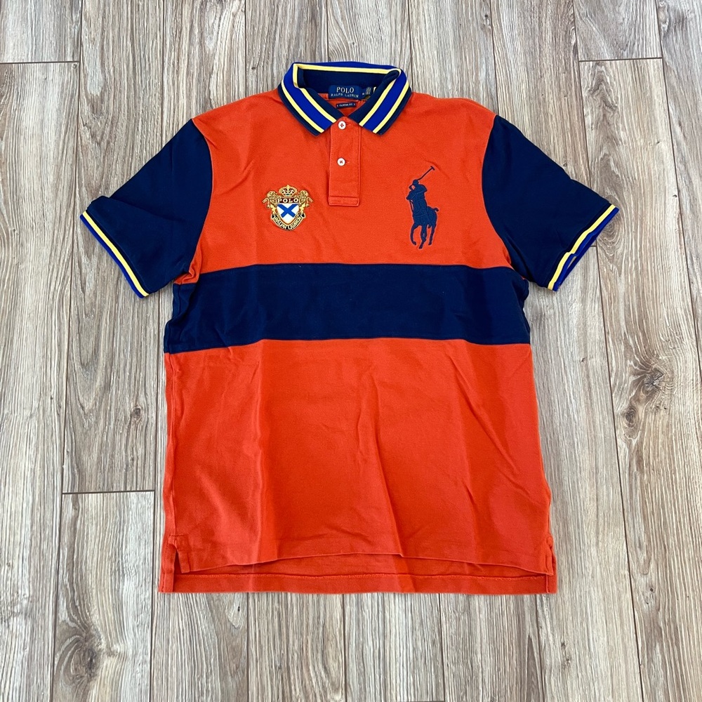 Polo by Ralph Lauren Men's Bold Orange and Navy Polo